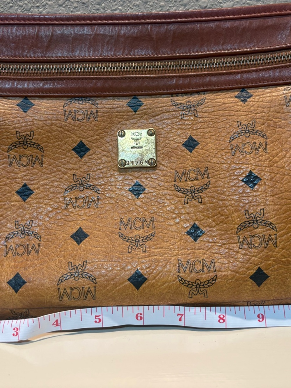 MCM Cognac & Dark Brown Monogram Messenger Bag
